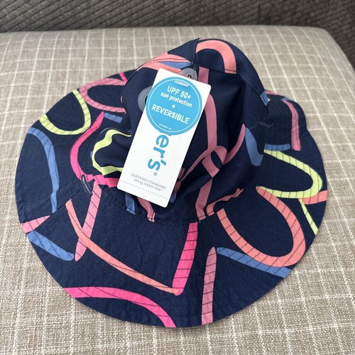 Carter’s Reversible Hat UPF 50+-Blue Patterned/ Baby Pink - Size 12-24 Months - Picture 2 of 8