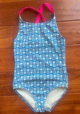 Boden Cross Back Swimsuit Girls Size 8-9Y Blue Pineapple Print One Piece 135cm