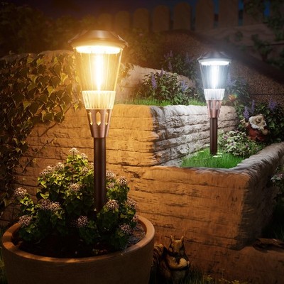 Solar Pathway Lights Outdoor, 8 Pack Bright 2-in-1 Warm&Cold Solar Lights Out...