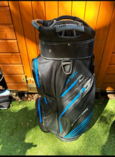 PowaKaddy Dri Tech H2O Golf Cart Bag Black/Blue 14-Way Divider Shoulder Strap