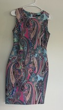 Tommy Hilfiger Womens Sleeveless Colorful Paisley Sheath Dress Size 4 EUC 