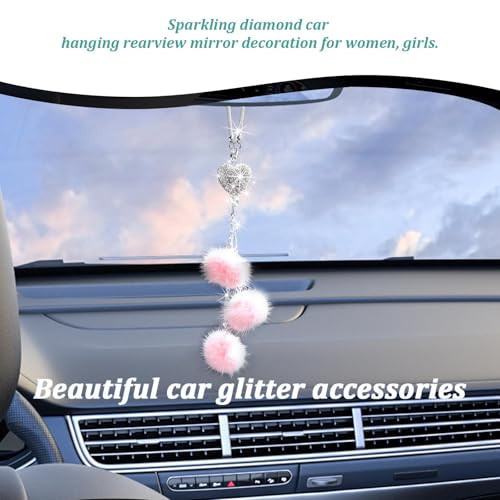 Bling Car Interior Accessories for Women Girls, Car Mirror Hanging Ornament, - Picture 5 of 7