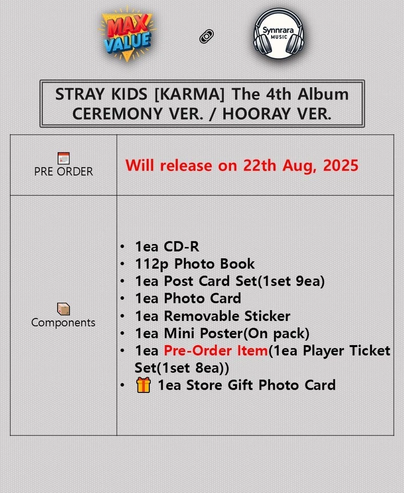 STRAY KIDS [KARMA] The 4th Album CD+Photo Book+10 Card+Sticker+Poster+POB+GIFT - Bild 2 von 4
