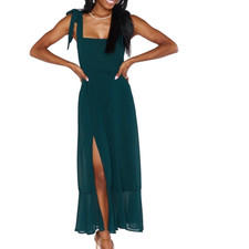 SHOW ME YOUR MUMU Emerald Chiffon Claire Midi Dress Bridesmaid Wedding Medium