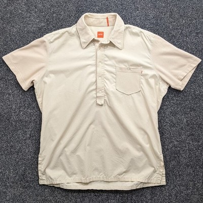 Hugo Boss Orange Label Poloshirt Herren XL Creme Beige Mischgewebe Piqué Archive