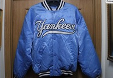 a rare and vintage 1960s New York Yankees satin blue starter jacket sz medium