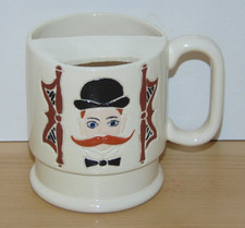 Vintage Hand Painted Ceramic Shaving Mug Handlebar Mustache Cup-Ex Cond