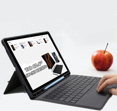 ROOFEI Tastatur Hülle Samsung Tab S7 FE S7+ S8+ 12.4 Zoll Keyboard Case