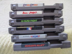 6 Nintendo NES Video Games - Cart Only - Tested - Hogan's Alley; Top Gun; 10 Yd