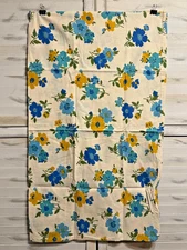 Vintage Flour Sack Fabric Bag Blue & Yellow Floral Pattern 22” x 36” Sewn