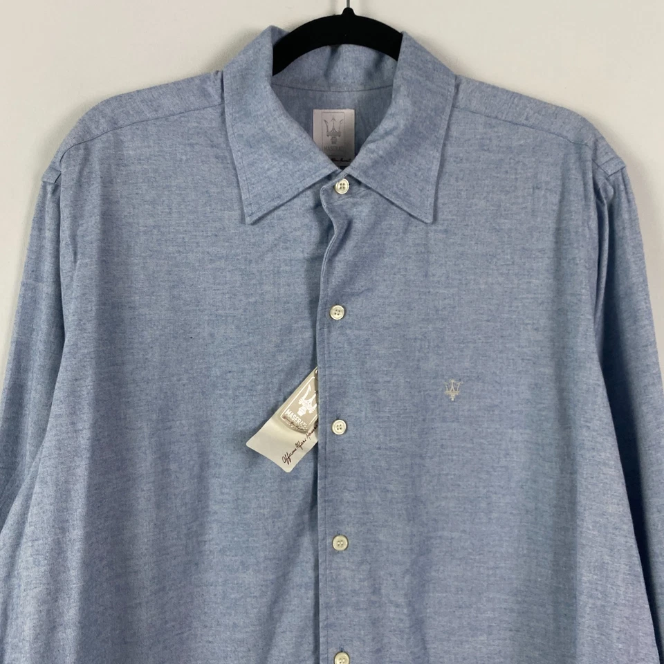 Maserati Button Up Long-Sleeve Shirt Blue Size XL Logo Long Sleeve - Image 2 of 4