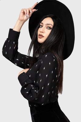 NEW Killstar Wednesday Addams Love Is Torture Button Up Collar Blouse Top XS