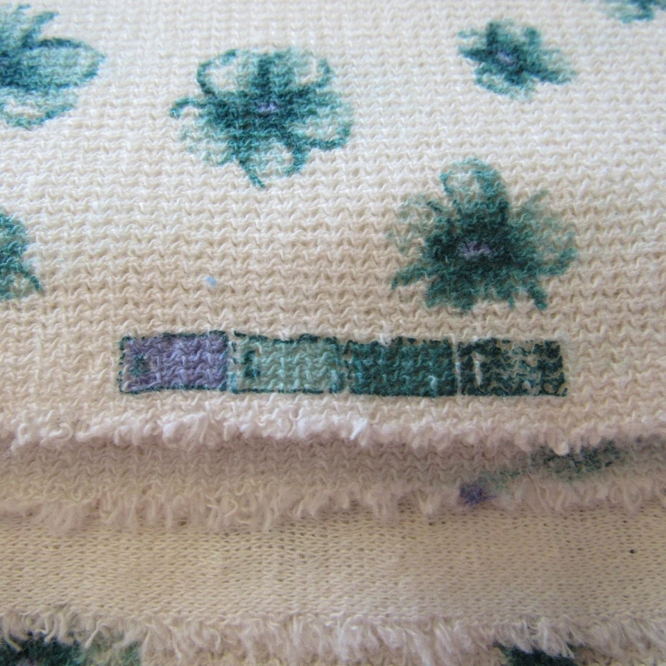 Tela tejida elástica floral blanco verde flores 60 x 156 material costura artesanía Foto 3 de 4