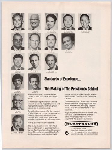 Electrolux Vintage Print Ad 1973 Vacuum Cleaners President's Cabinet