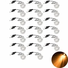 3/4" CHROME RING/AMBER LED/CLEAR LENS CLEARANCE SIDE MARKER BULLET LIGHTS x20