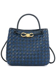 Tiffany & Fred Paris Woven Leather & Denim Top Handle Bag Women's Blue
