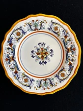 Ceramiche Deruta 8.75" Italian Floral Pottery Plate Hand Painted Scalloped Edge
