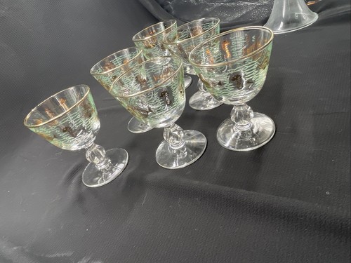 Vintage Libbey MARINE LIFE Set of 6 Cordial Glasses Stemware MCM Rare - Picture 7 of 10