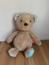 B Toys B Softies Teddy Bear Plush 12” Brown & Blue Paws Soft Stuffed Lovey