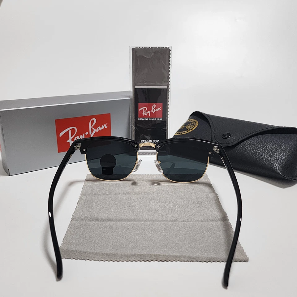 Gafas de sol Ray-Ban RB3016 clásicas Clubmaster marco negro vidrio gris lente 51 mm Foto 3 de 4