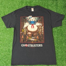 Ghostbusters Stay Puft Marshmallow Man Scary Face Black T-Shirt size medium