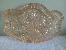 Art Deco vanity/dressing table tray, Crystalor, pale orange curved glass, 1930s