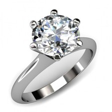 1ct Round Cut Moissanite Cathedral Solitaire Engagement Ring White Gold Plated