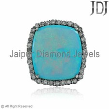 Neu Original Pflastern Diamant Opal Edelstein Cocktail Ring 925 Sterling Silber