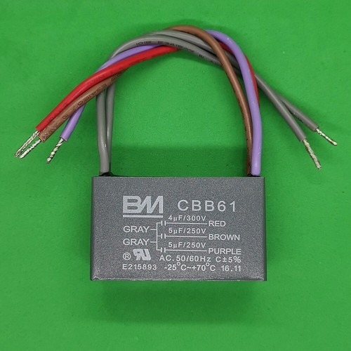 1pc New CBB61 4uF+5uF+5uF 300V/250V AC 5 wire BM Capacitor for Ceiling Fan Motor - Picture 1 of 4