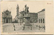 1904 Turin Piazza S. Carlo Monument Emanuele Filiberto Tower FP B/W VG ANIM