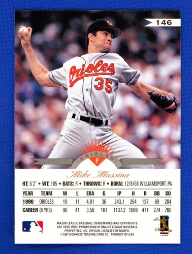 Lotto 5 carte Mike Mussina New York Yankees - Baltimore Orioles Hall of Famer - Foto 8 di 10