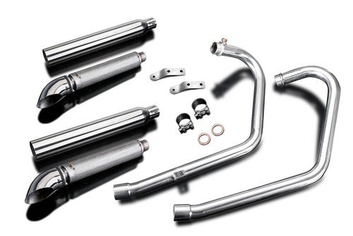 Silenciadores completos de escape Triumph Bonneville Bobber 21" de acero inoxidable con punta curva - Imagen 2 de 3