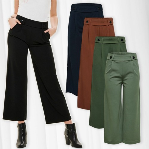JDY Pantaloni donna larghi alla caviglia Casual Loose sciolti Stretch Ankle  Wide | eBay