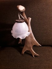 Wandlampe Wandapplique Geweihlampe Damwildschaufel um 1920 Glasschirm Jagdlampe