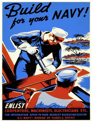 9577.Build for your navy.enlist!US navy - Bureau.POSTER.decor Home Office art