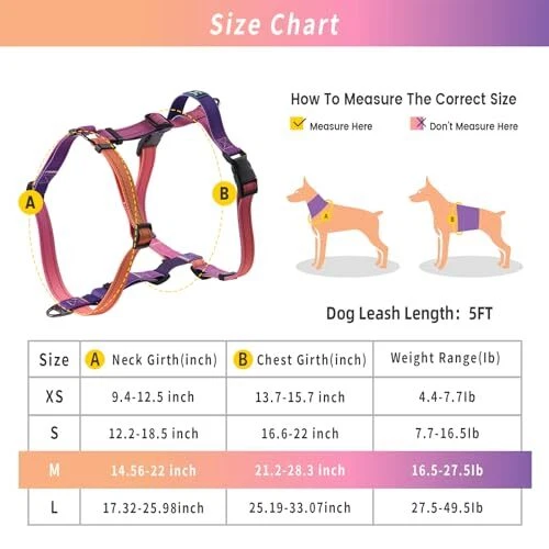 Dog Harness with Leash, No Pull Adjustable Harness Leash, Medium Mistyrose