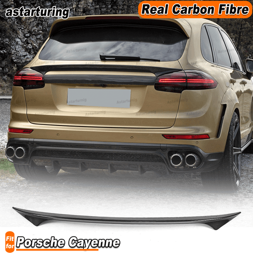 Fit For Porsche Cayenne Sport Utility Rear Middle Spoiler Trunk Wing REAL CARBON - Picture 1 of 12