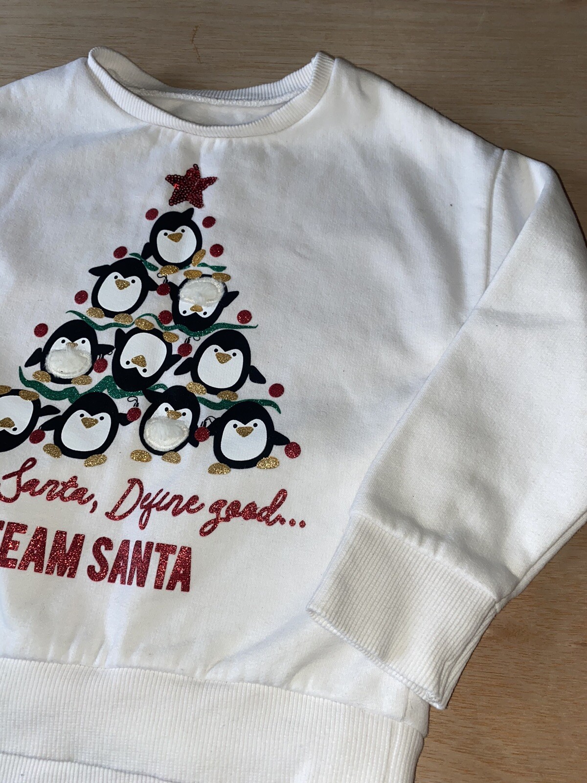 Girls Christmas Jumper, 5 Years, Dunnes, Santa, Penguins, Christmas Winter image 4