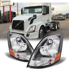 Pair Fit For Volvo VNL VN VNM 2004-2018 Chrome Headlight Assembly Left&Right