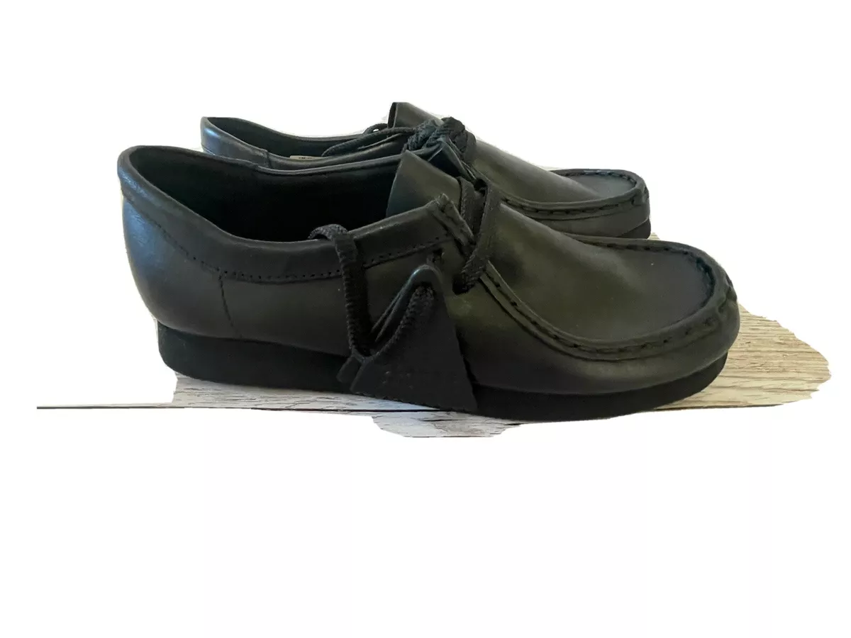 CLARKS WALLABEES BLACK LEATHER UK 4.5 NEW MEN S WOMEN S eBay