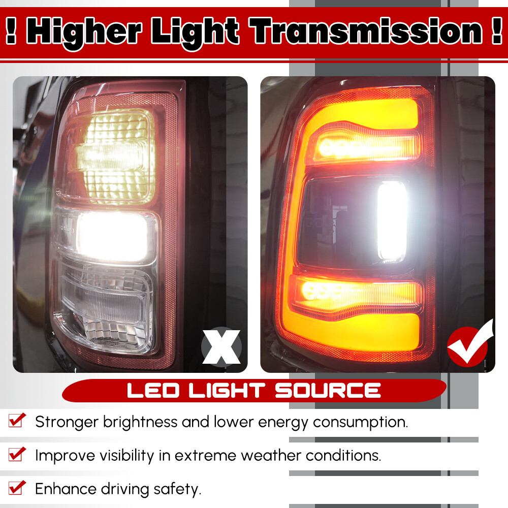 Luz Trasera Izquierda Con Sensor De Punto Ciego Para Dodge Ram 1500 2019-2024 - LED Rojo, OEM 68262531