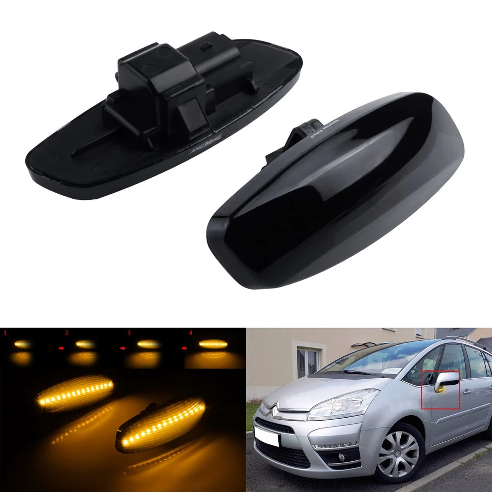 Dynamic LED Side Repeater Marker Light For 07-14 Peugeot 207 308 09-16 3008 5008 - Image 2 of 4