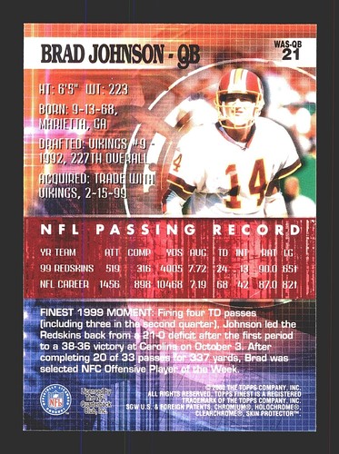 2000 TOPPS FINEST FOOTBALL BASE & INSERTS / SEE DROP DOWN MENU 4 CARD U  RECEIVE - Picture 40 of 328