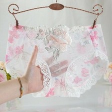 2PCS Lace Briefs Embroidery Floral Mesh Underwear Panties Lingerie Knickers
