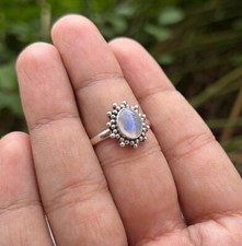 Solid 925 Sterling Silver Natural Moonstone Ring Gemstone Jewelry For Her E 13