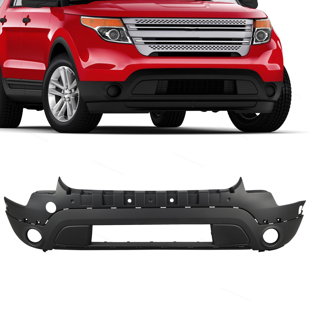 Evan-Fischer Front Upper Bumper Cover For 2006-2010 Ford Explorer – With Fog Lamp Holes, Primed, CAPA Certified – Direct Replacement