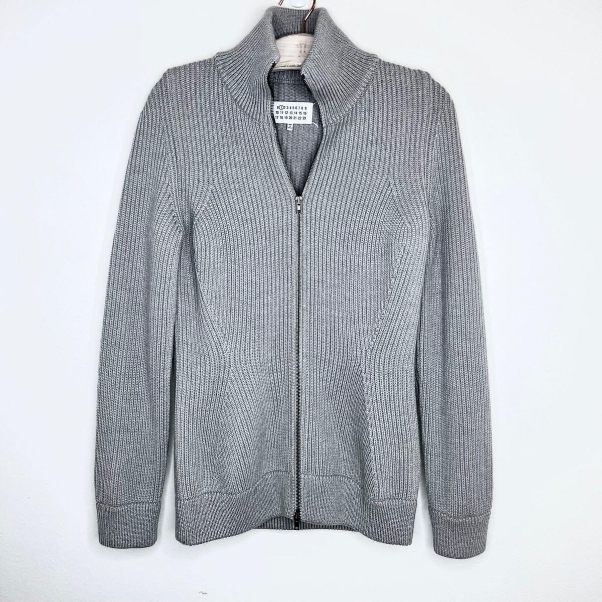 Martin Margiela Women Heavy Wool Zip Up Cardigan Small Gray Double 