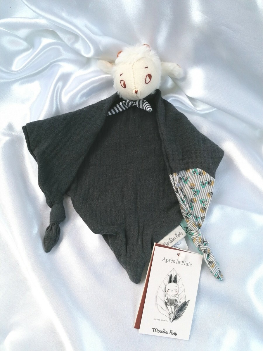 ⭐⭐⭐ Doudou moulin roty mouton plat triangle lange aprés la pluie NEUF