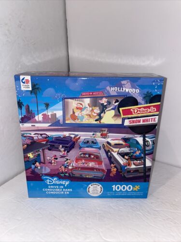 Disney Drive-In Mickey Minnie Goofy Donald Daisy 1000 Puzzle Ceaco & Poster New