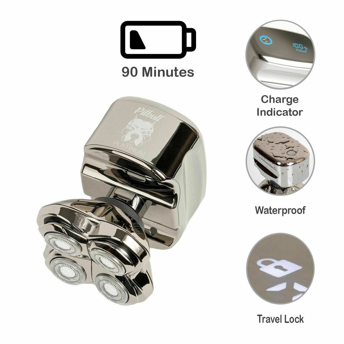 Skull Shaver Pitbull Platinum Pro:Head Shaver for Men - Wet/Dry